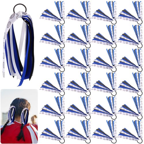 24 Pcs Volleyball Hair Accessories for Girls, Holder Streamer Elastics, Volleyball Hair Ties, Volleyball Ribbon,Volleyball Scrunchies for Girls Ponytail Holder Scrunchies Gifts