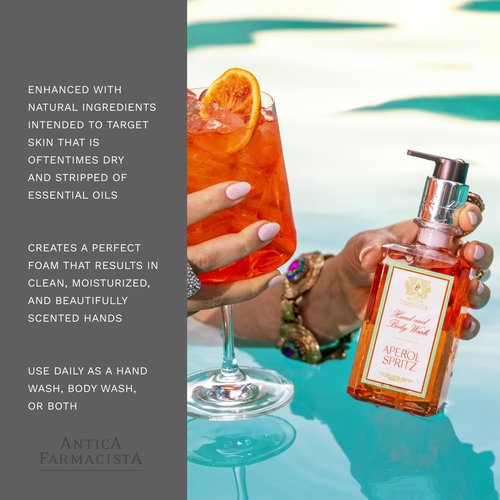 Antica Farmacista Hand & Body Wash - Luxury Nourishing Body Wash - Hydrating Hand Cleansing Wash - Bath & Body Gift - Aperol Spritz, 10 fl oz