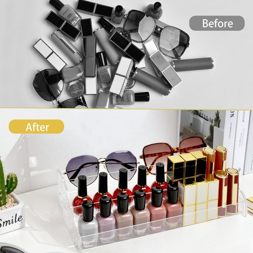Nimiah Nail Polish Storage Organizer - 3 Tiers Nail Polish Holder Acrylic Cosmetics Display Rack for Sunglass Essential Oils Ink Bottles