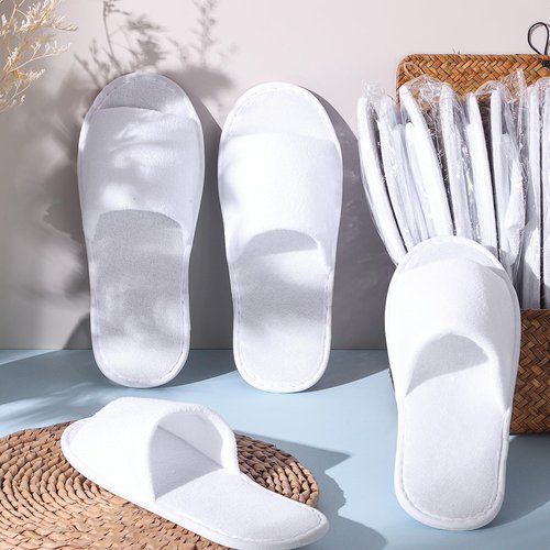 Geyoga 24 Pairs Spa Disposable Slippers Open Toe Non Slip Slippers for Women Men Guests Hotels Home Party Housewarming(White)