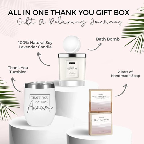 Thank You Gift Box for Women - Unique Spa Experience for Gratitude - Appreciation for Coworker, Boss, Employee, Hostess, Secretary, Teacher, Nurse and Volunteer