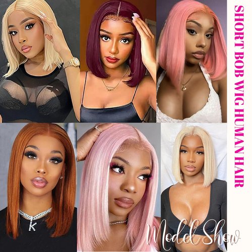 Belaved 13X4 HD Transparent 99J Burgundy Bob Lace Front Wigs Human Hair Straight Glueless Bob Wig Human Hair 14 Inch Pre Plucked Pre Cut Bob Lace Frontal Wigs with Natural Hairline for Black Women