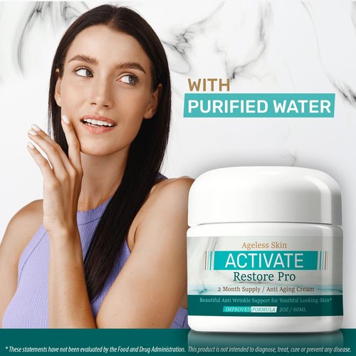 Ageless Skin Activate Restore Pro - Our Best Anti Aging Cream - Improved Formula 2 Month Supply - Help Reactivate Skin Health - Ageless Skincare Re-Activate Anti-Aging Wrinkle Cream