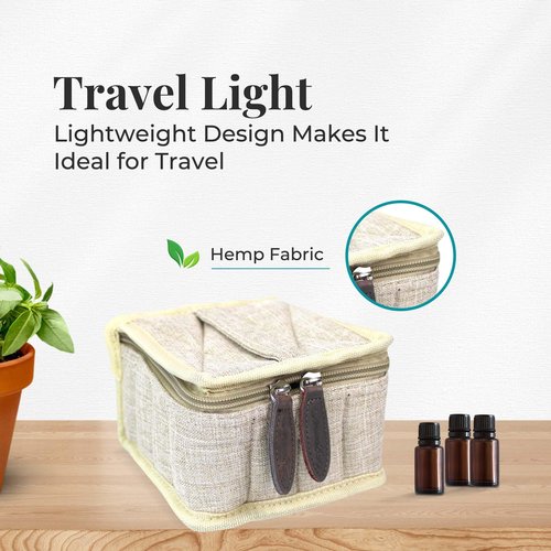 Got Oils? Your Oil Tools Hemp Carrying Essential Oil Organizer Bag Holds 16 Bottles, Essential Oil Case Travel Size Can Hold 15ml Rollers and Bottles - Sand