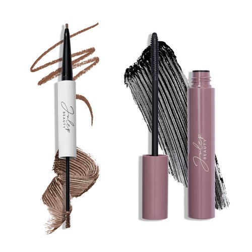 Julep 2-in-1 Eyebrow Pencil & Tinted Brow Gel - Medium Brown (Waterproof, All Day Hold) + Length Matters Buildable Lengthening Lash Mascara - Black
