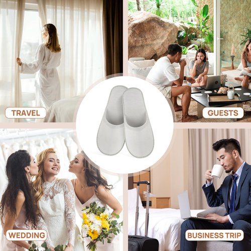 OBMMIRAO 44 Pairs Bulk Disposable Slippers for Guests, 6mm EVA Non-Slip Sole, Fits US Men 10 & Women 11, for Spa Hotel Wedding Party Travel Home Use