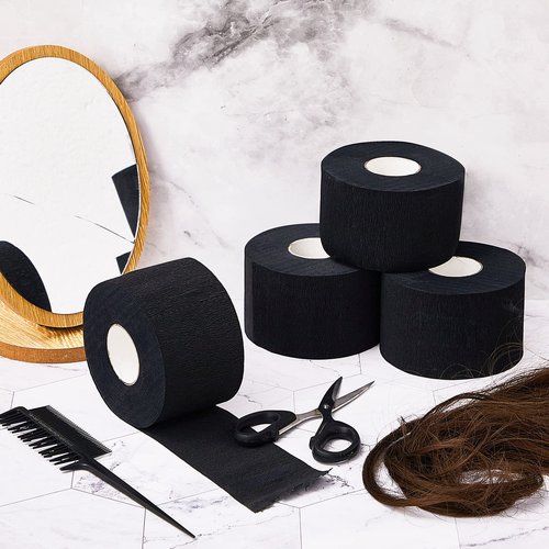 1000 Pieces 10 Rolls Disposable Black Barber Neck Strips, Black Barber Neck Strips Disposable Stretchy Edge Paper Hair for Salon Haircut Styling Barbershop Accessories