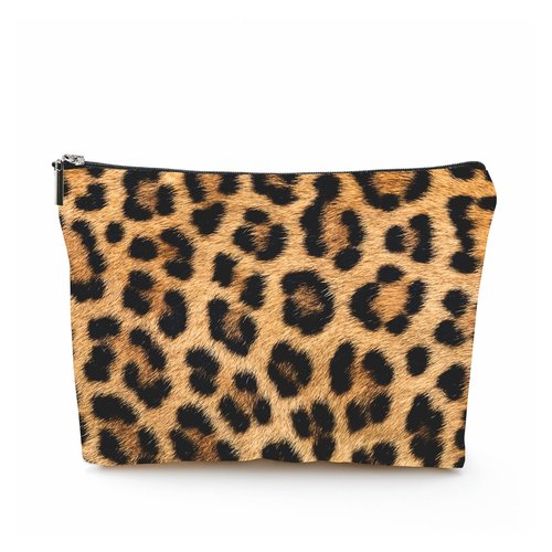 DYIRBIIY Leopard Print Cosmetic Bag, Make Up Linen Bag, Animal Protection Theme Toiletry Bag, Zipper Pouch For Travel & Daily Uses, Gift For Girls, Bags & Accessories - 09