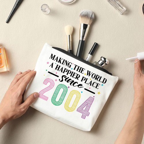 NBIAN 21th Birthday Gifts for gril, Funny 21 Year Old Makeup Bag, Thank You for Being Awesome Makeup Bags for gril, Her, Sister, Daughter, Niece, Making The World a Better Place Since 2004