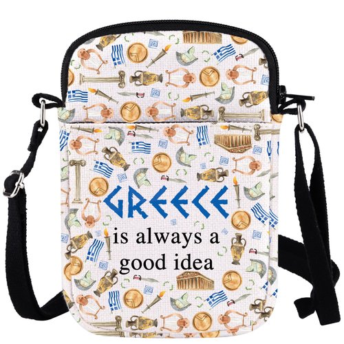 WCGXKO Greece Gift Surprise Trip Zipper Pouch Crossbody Bag - Greece Is Always A Good Idea (GREECE CR)