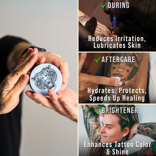 VITIUM Tattoo Butter – Tattoo Aftercare Balm with Organic Plant-Based Ingredients – Deep Moisturizing & Brightening for Vibrant Tattoos – Vegan, Natural, Soothing – Made in Italy - 5oz