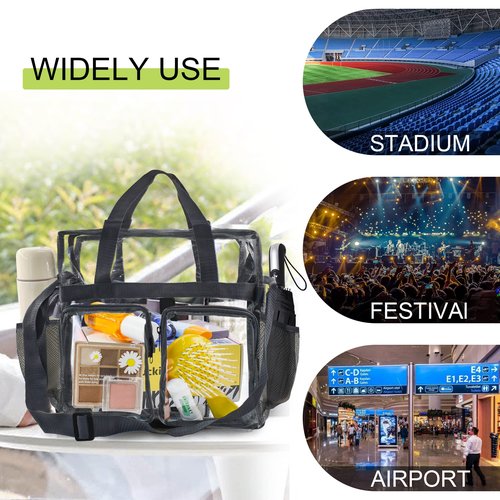 Enkrio Clear Makeup Bag Clear Cosmetic Bag Transparent Travel Cosmetic Storage Bag with 4 External Pockets and Adjustable Shoulder Strap for Toiletries