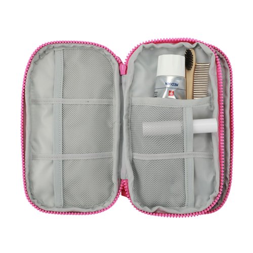 Bioworld Hello Kitty Flying Saucer Print 4" Pink & Purple Tech Cable Organizer Travel Case