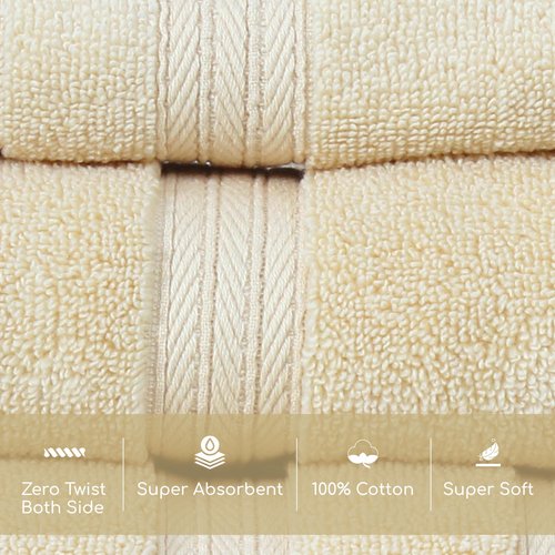 Home Weavers Elegance Essentials 550GSM 100% Cotton Zero Twist Super Absorbent Wash Cloth (Set of 12) - 13"x13", Yellow