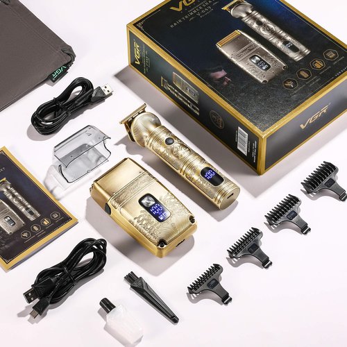 VGR Gifts for him Hair Trimmer & Electric Razor for Men, Foil Shaver, Beard Trimmer, T Liners Barber Kit, Men’s Grooming Kit with Triple Blades Cordless
