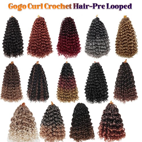 Gogo Curl Crochet Hair 8 Packs Ocean Wave Beach Curl Crochet Hair Pre Looped Long Deep Wave Hair Extension Synthetic Braiding Hair for Women Natural Black 24 Inch 1B/27