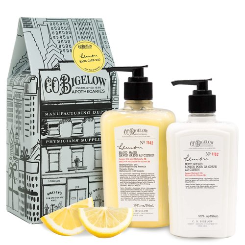 C.O. Bigelow Apothecary Duo Handcare Gift Set, Lemon Hand Soap & Body Lotion, Liquid Hand Wash & Moisturizing Body Lotion, Set of 2, 10 Fl Oz