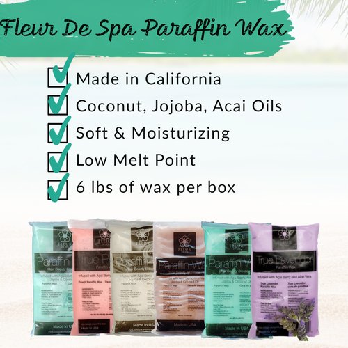 Paraffin Wax Refills 6lb by FLEUR DE SPA – Made in USA – Infused with Coconut & Jojoba Oils – Moisturizing, Hydrating & Soothing for Hands, Feet & Body – Spa & Home Use