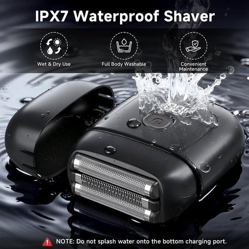 Electric Foil Shavers for Men: Mini Electric Razor with 3 Floating Blades, IPX7 Waterproof Foil Shaver, USB-C Rechargeable Shavers for Men with Travel Lock, Compact Grooming Gift for Home & Travel