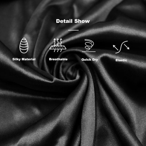 12PCS Silky Durags for Men Women Waves, Satin Do Rags Pack Headwraps Skull Caps with Long Tail and Wide Straps(Black)