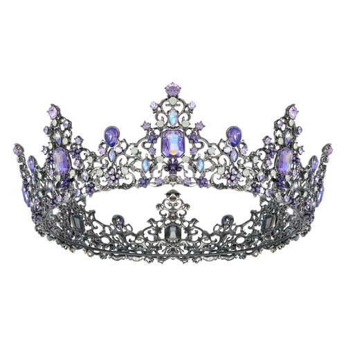 SWEETV Queen Crown for Women - Baroque Wedding Tiaras and Crowns, Jeweled Costume Tiara Princess Crown, Prom Birthday Party Halloween Hair Accessories, Black Gray + Purple, Shining Nola