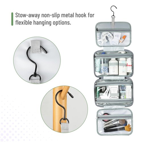 Ms. pen- Travel Toiletry Bag Organizers, Green, Makeup Travel Bag for Toiletries with Hanging Hook, Water-Resistant