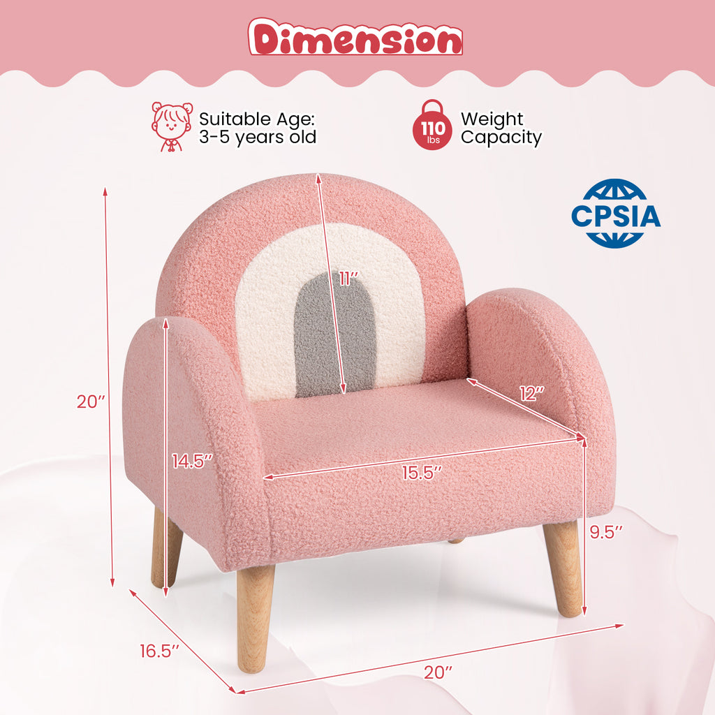 Kids Armchair Pink with Comfy Backrest & Armrests - Costway