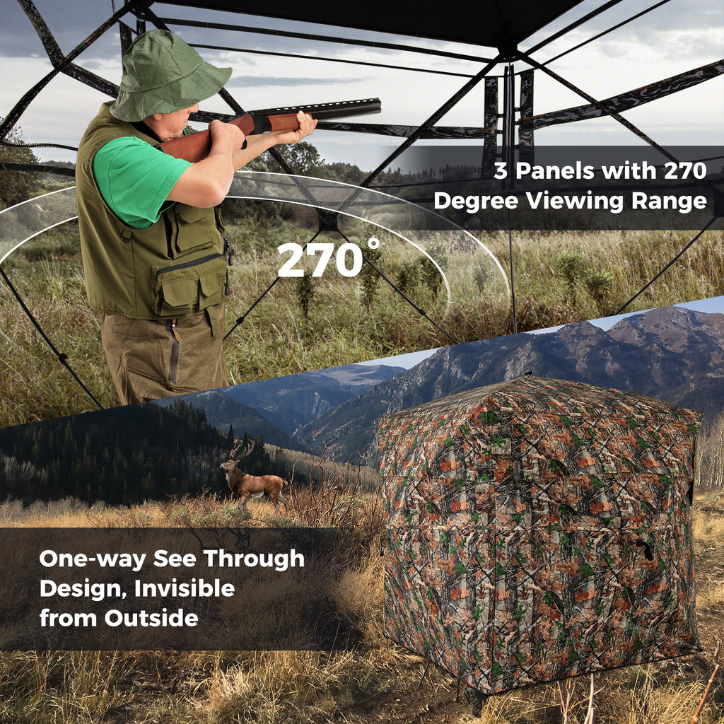 82 Inch Tall Hunting Blind 270° One Way See Through Ground Tent for