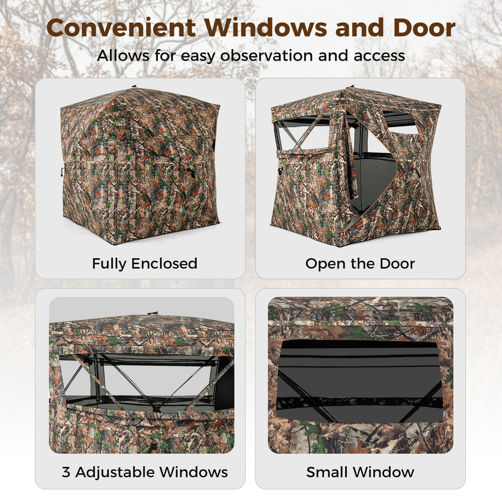 82 Inch Tall Hunting Blind 270° One Way See Through Ground Tent for
