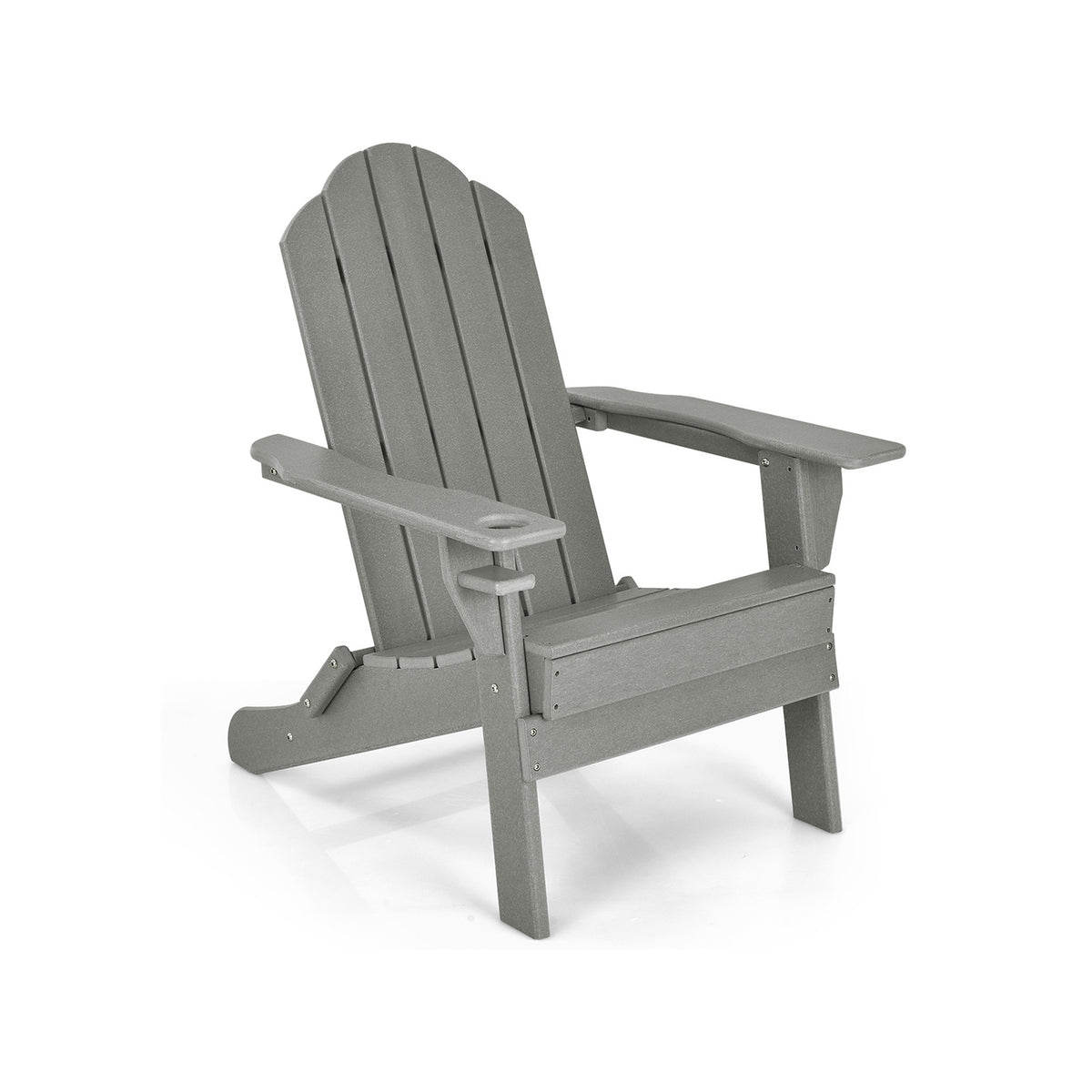 Foldable Patio Chair with Cup Holder - Gray