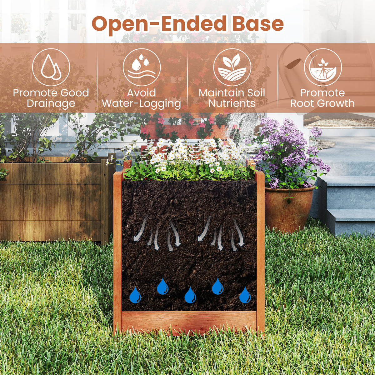 Wooden Raised Garden Bed with Trellis - Intersecting Parallels