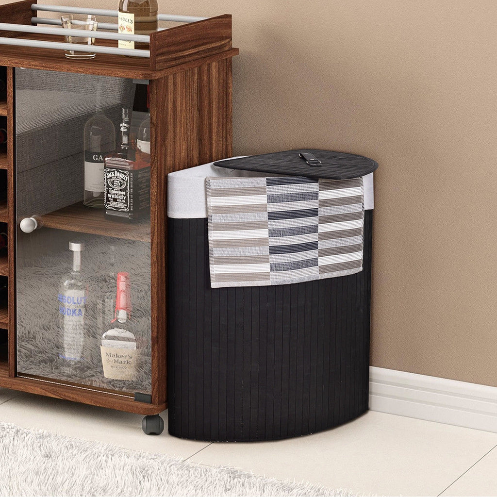 Bamboo Laundry Hamper Basket with Lid and Removable Liner Bag