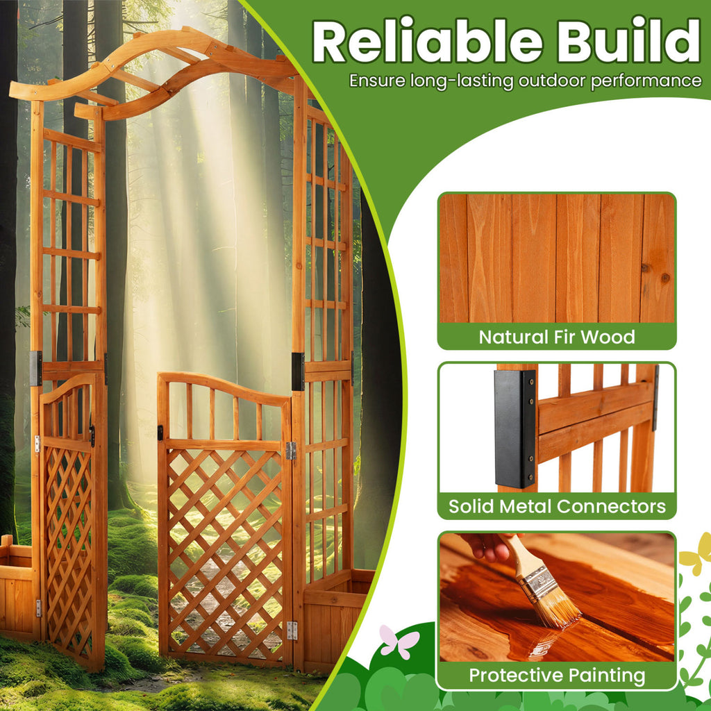 83" Garden Arbor with Gate and 2 Planter Boxes