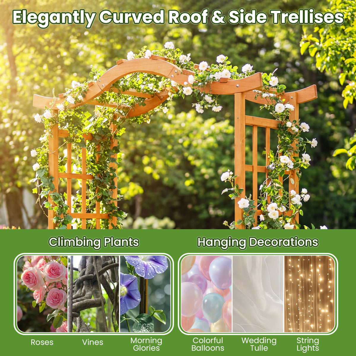 83" Garden Arbor with Gate and 2 Planter Boxes