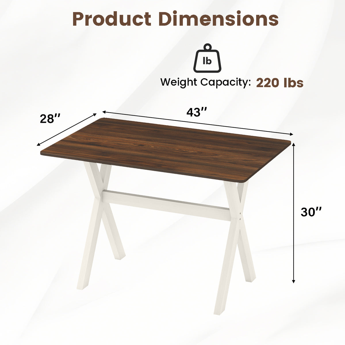 Wooden Dining Table with X-Shaped Frame - White
