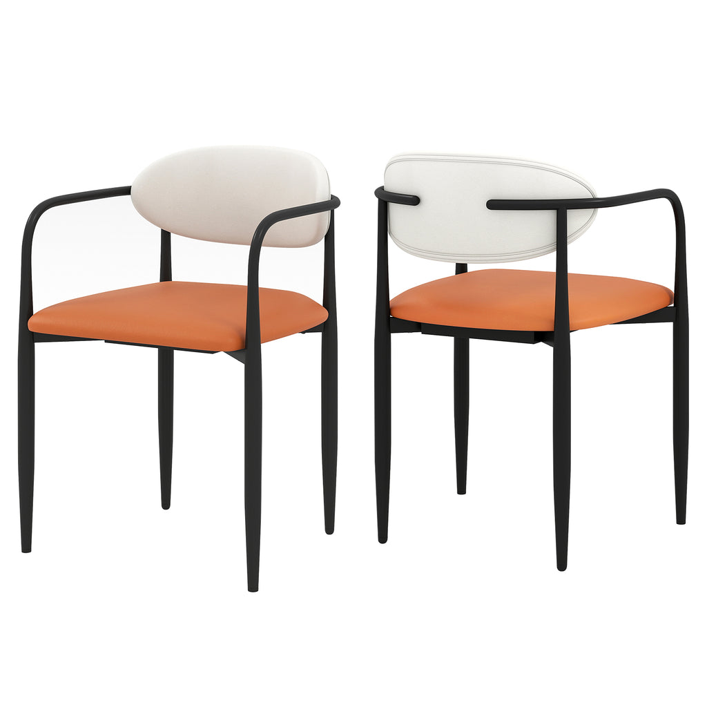 Dining Chairs Set of 2 - Padded Seat & Curved Back