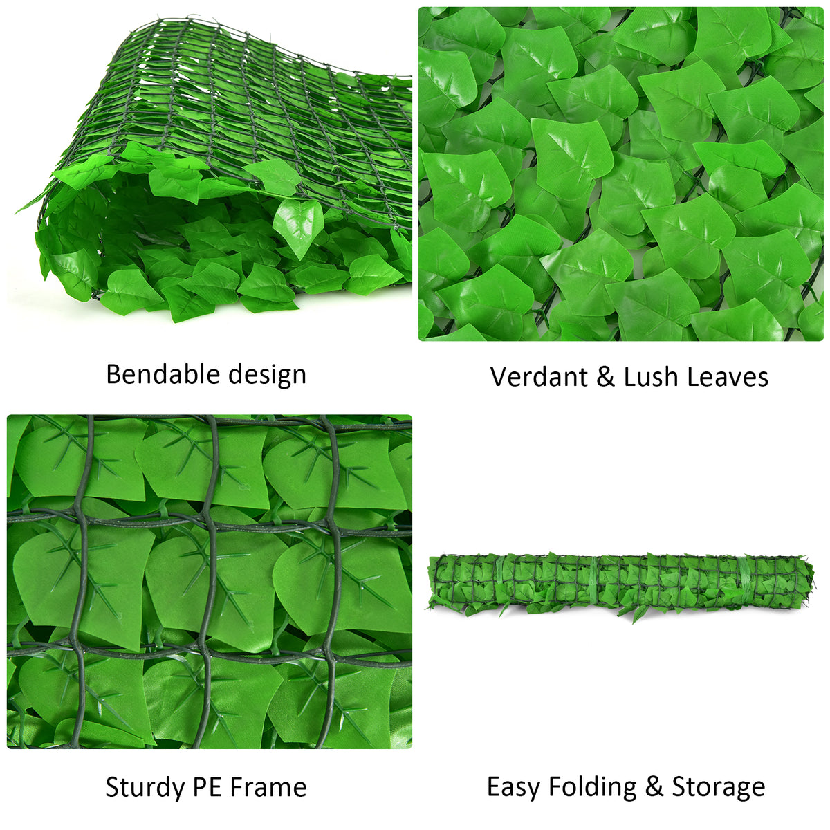 Artificial Ivy Privacy Fence 118x39 Inch Faux Hedge for Garden & Outdoor - 1 Piece