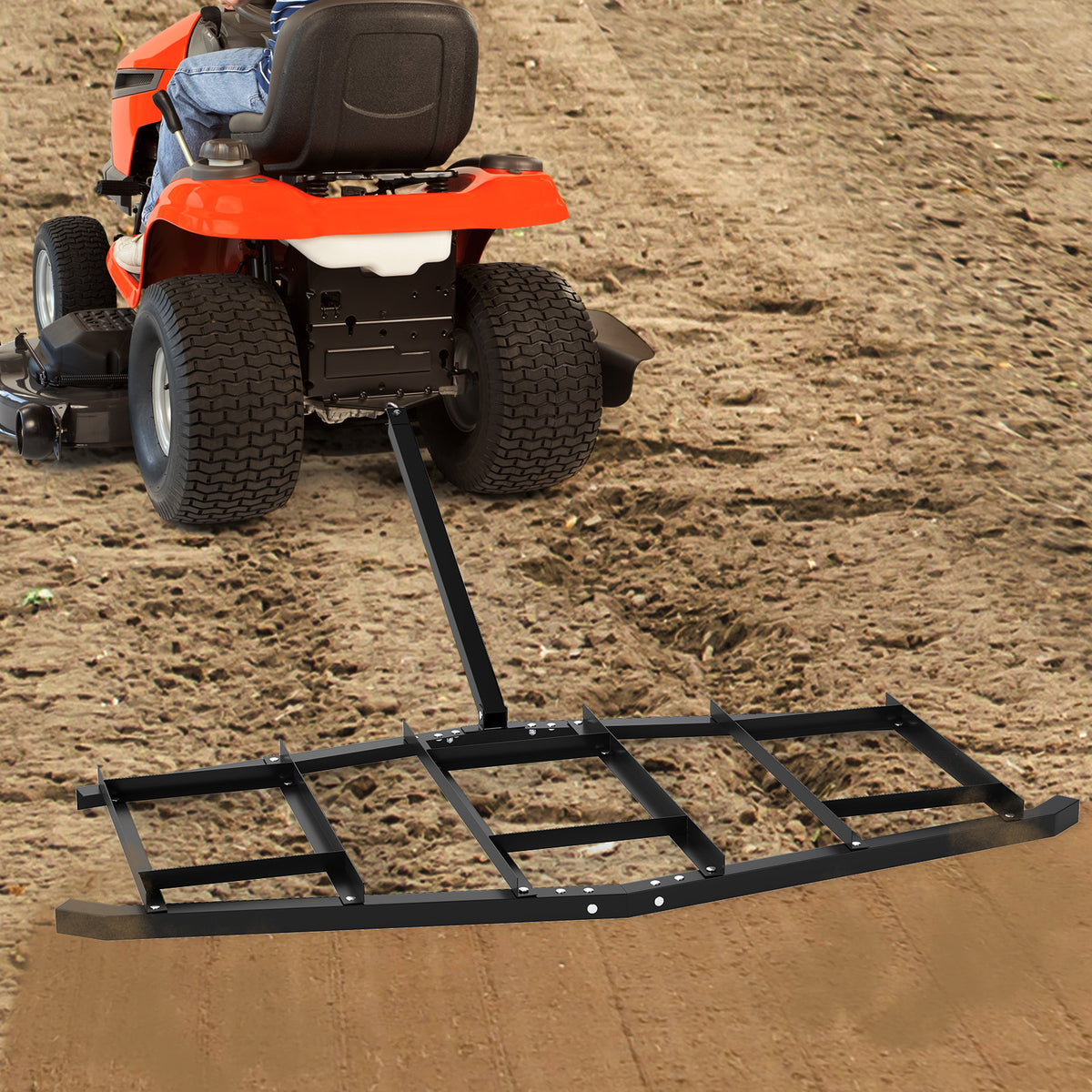 84 Inch Driveway Leveling Rake Tow-Behind – Black