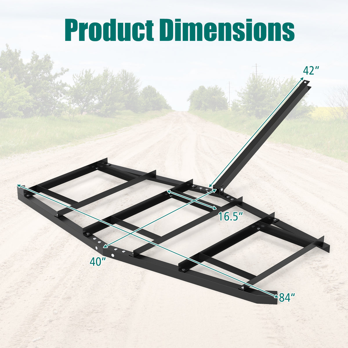 84 Inch Driveway Leveling Rake Tow-Behind – Black