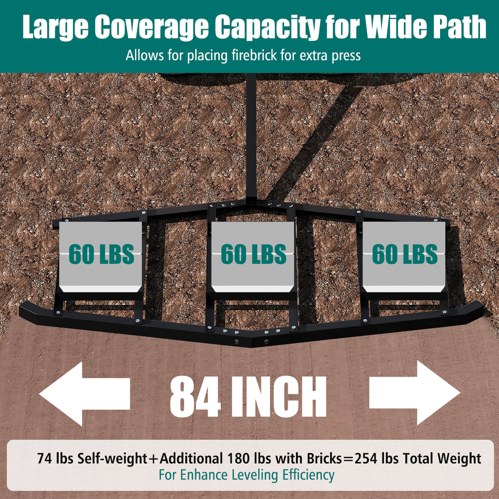 84 Inch Driveway Leveling Rake Tow-Behind – Black