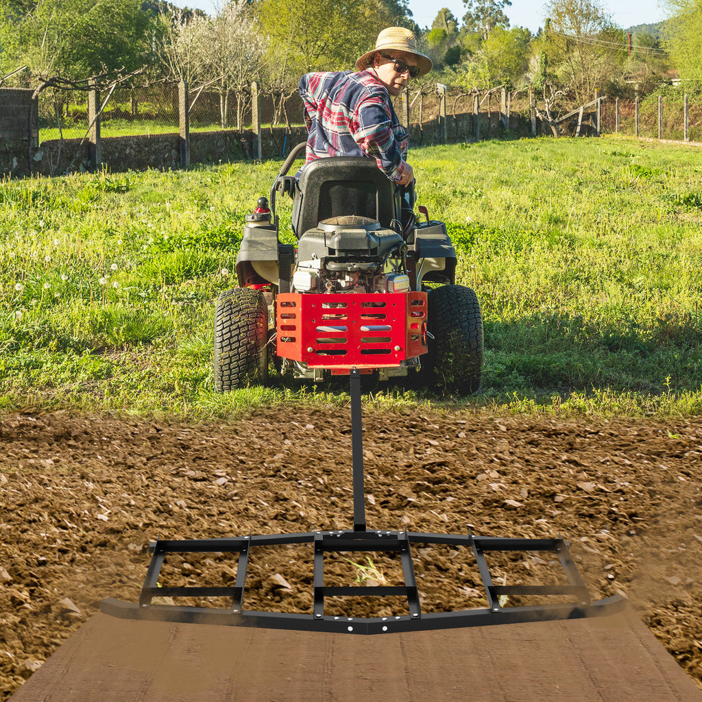 84 Inch Driveway Leveling Rake Tow-Behind – Black