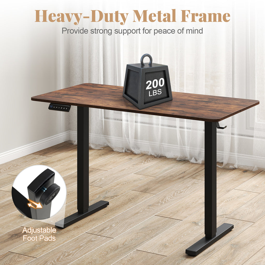48 x 24 Electric Standing Desk with Memory Settings - Rustic Brown