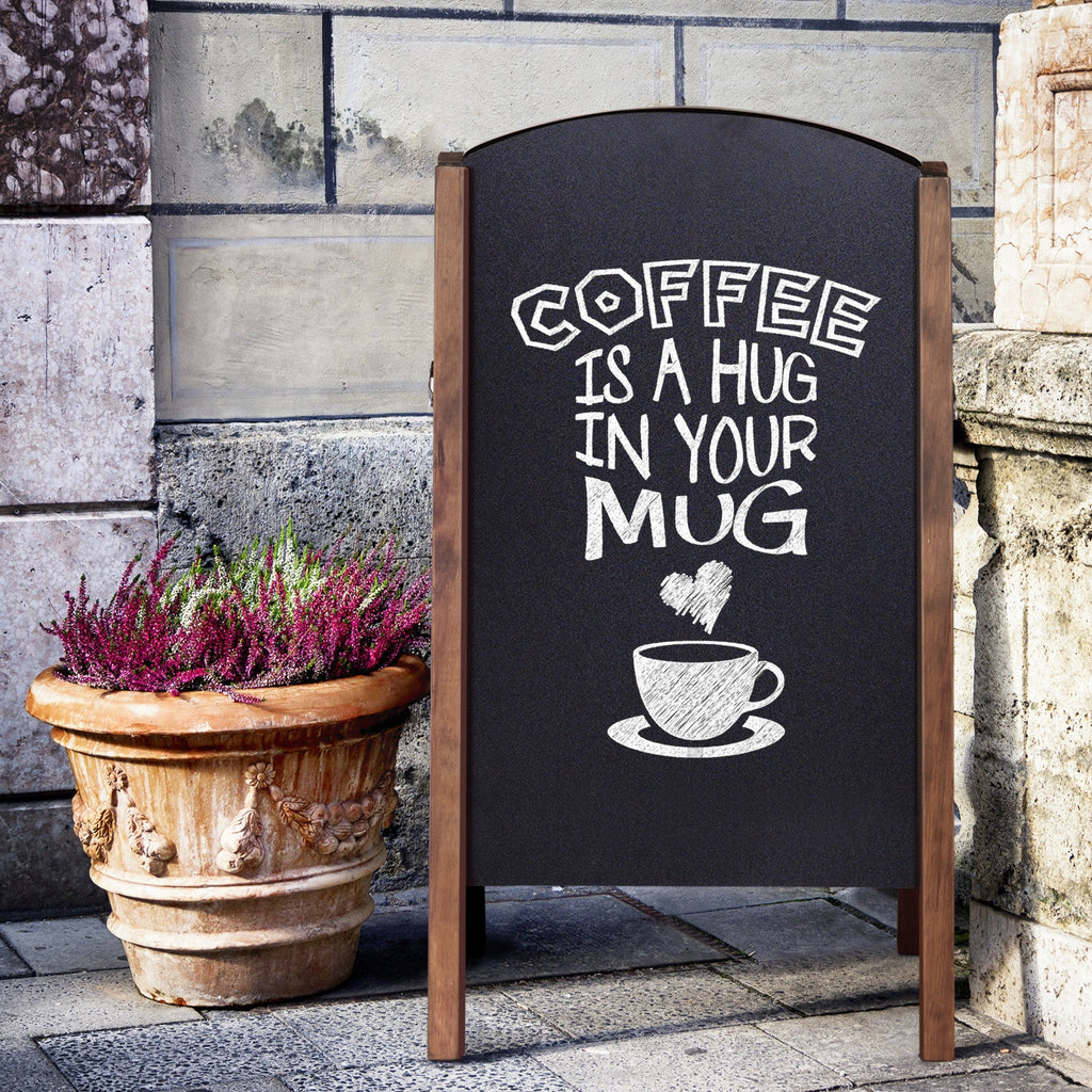 31.5 Inch Wooden A-Frame Sidewalk Signage Chalkboard for Outdoor Advertising