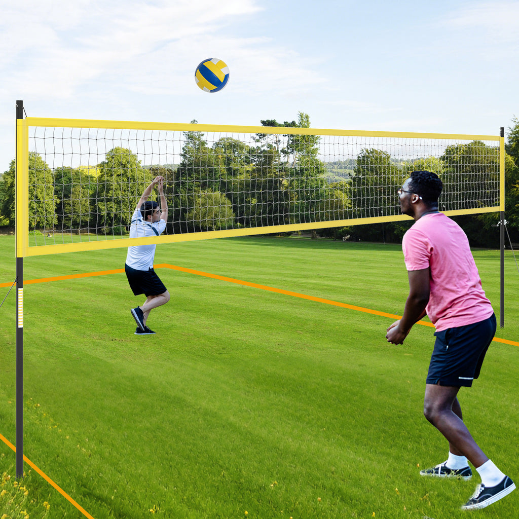 Outdoor Volleyball Net Set - Heavy Duty Adjustable Volleyball System with Carrying Bag - Yellow Variation