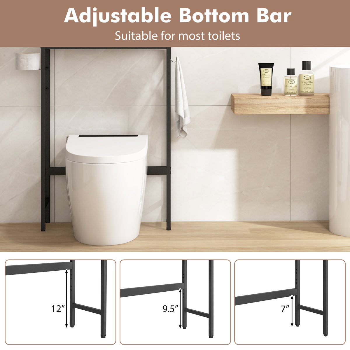 Over The Toilet Storage Cabinet 2 Door - Natural