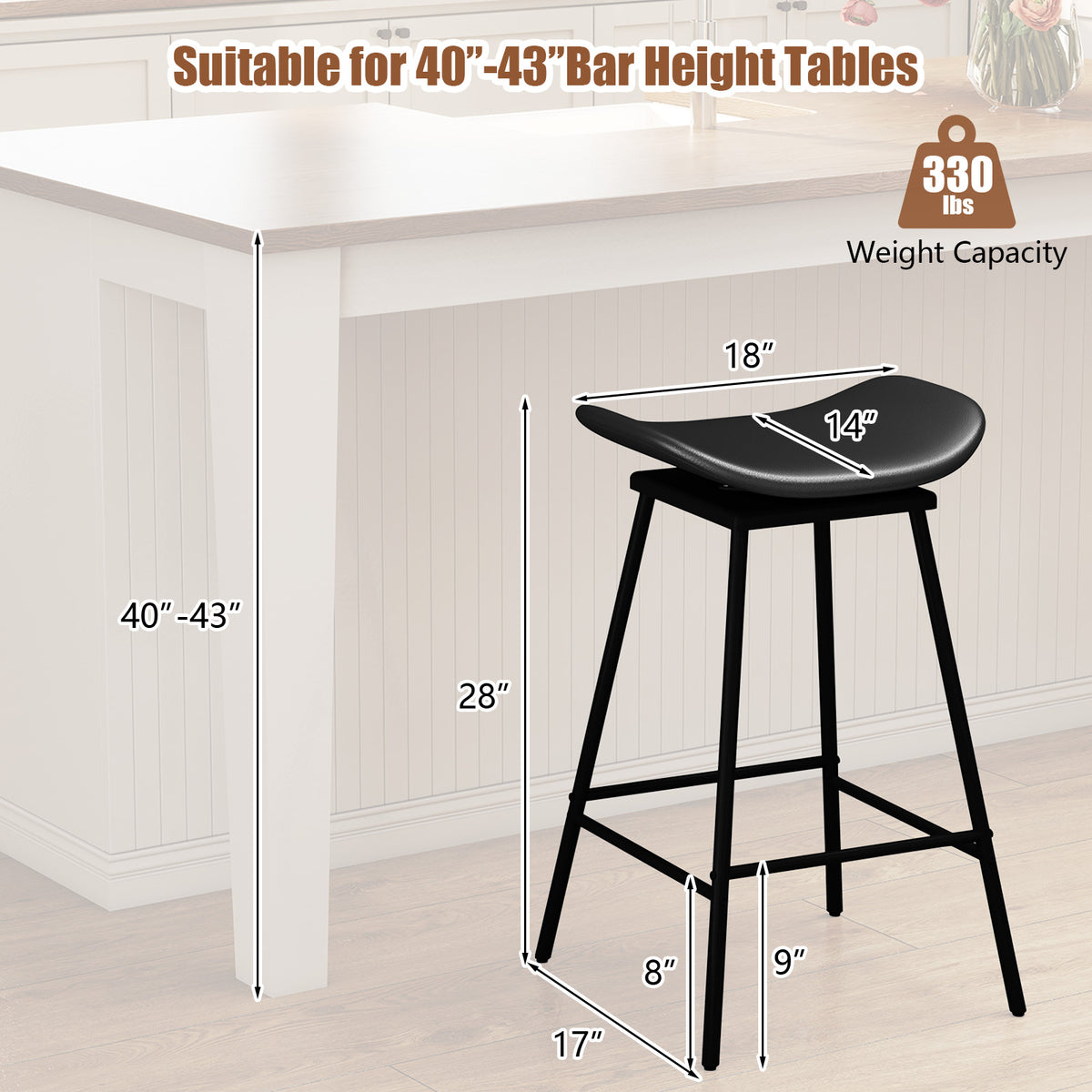 Set of 2 Swivel Barstools Faux Leather Backless Black