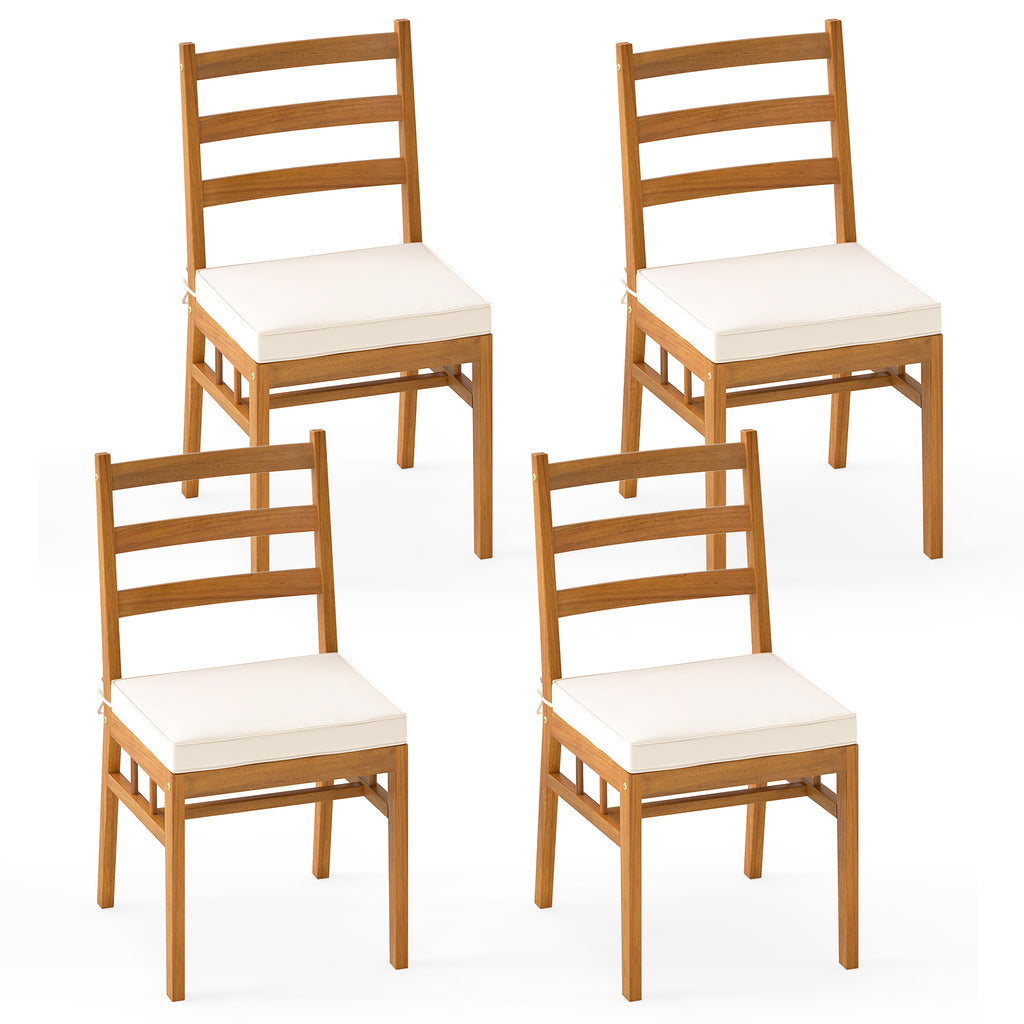 Acacia Wood Patio Chair Set of 2, White