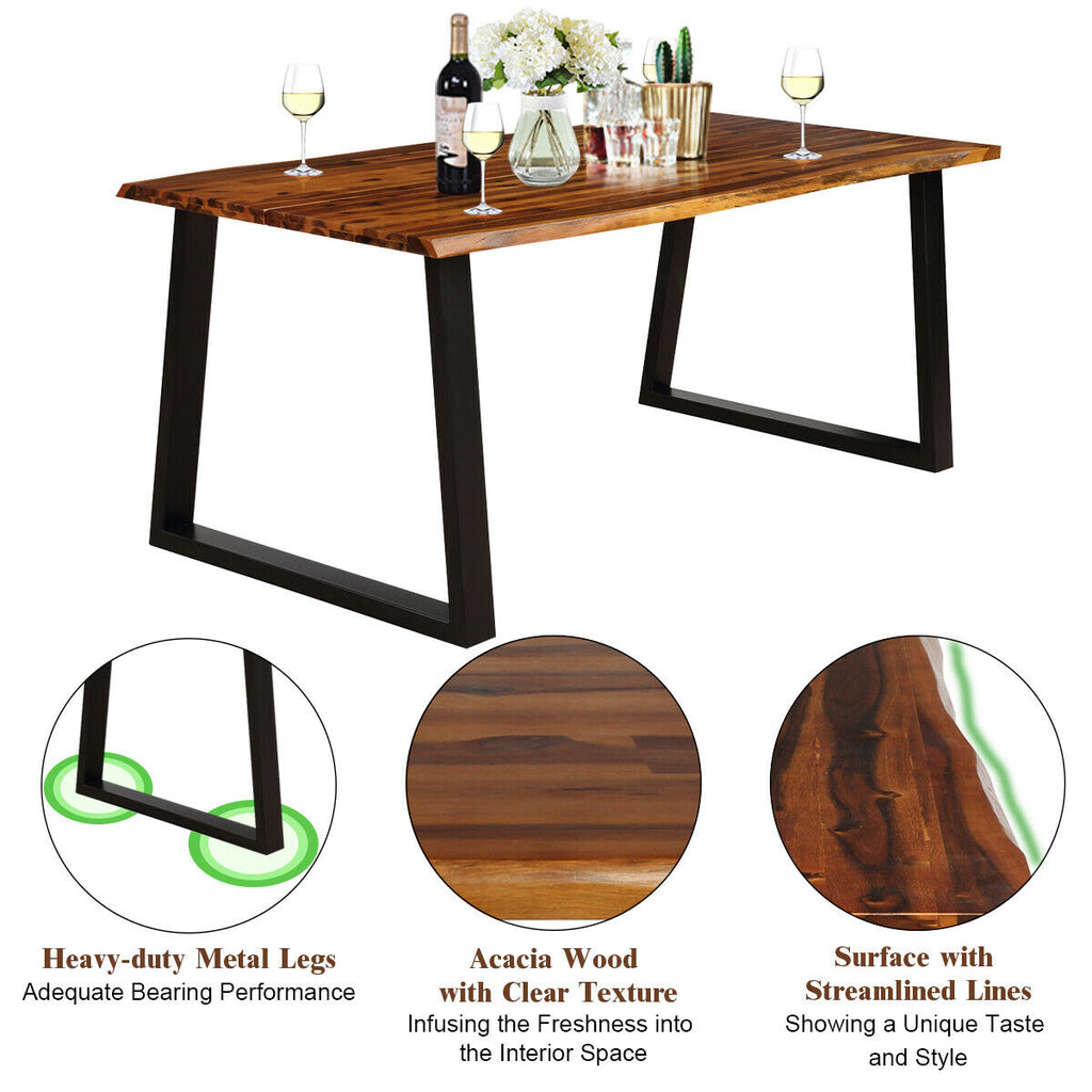 Acacia Wood Rectangular Dining Table for 6
