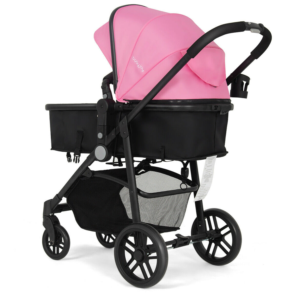 2-in-1 Foldable Baby Stroller with Cup Holder - Pink, Infant & Newborn