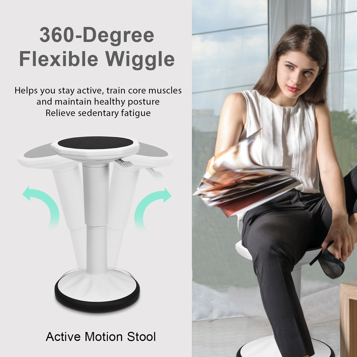 Adjustable Wobble Stool for Kids - Active Learning, White